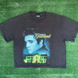 Vintage 90s Elvis Presley Shirt Graceland Rock Cropped Tee